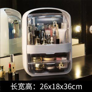 Large Dustproof Makeup Organizer with Drawers & Handle, Cosmetics Storage Case